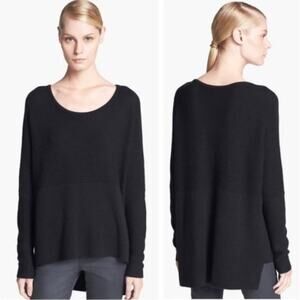 Women's S Helmut Lang Black Scoop Wide Neck Oversized Sweater Wool Blend